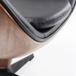 Best Draaistoel Lounge Zwart Walnoot Kasten|Fauteuils