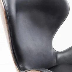Best Draaistoel Lounge Zwart Walnoot Kasten|Fauteuils