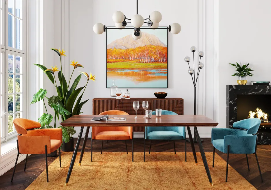 Store Eetkamerstoel Alexia Fluweel Oranje Kasten|Stoelen