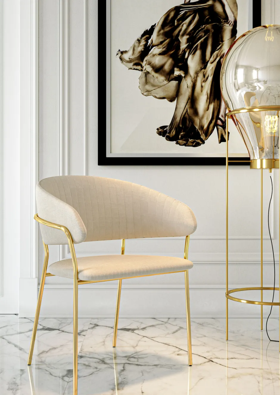 Best Eetkamerstoel Belle Creme (2-delig) Kasten|Stoelen