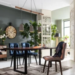 Store Eetkamerstoel Black Moritz Fluweel Blauw Kasten|Stoelen