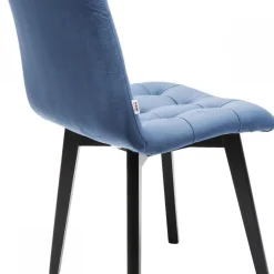 Store Eetkamerstoel Black Moritz Fluweel Blauw Kasten|Stoelen