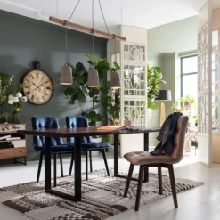 Store Eetkamerstoel Black Moritz Fluweel Blauw Kasten|Stoelen