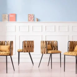 Sale Eetkamerstoel Cheerio Geel Incl. Kussen Kasten|Stoelen