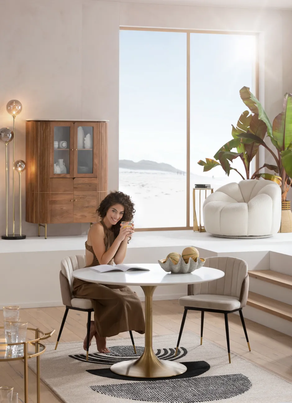 New Eetkamerstoel Hojas Beige Kasten|Stoelen