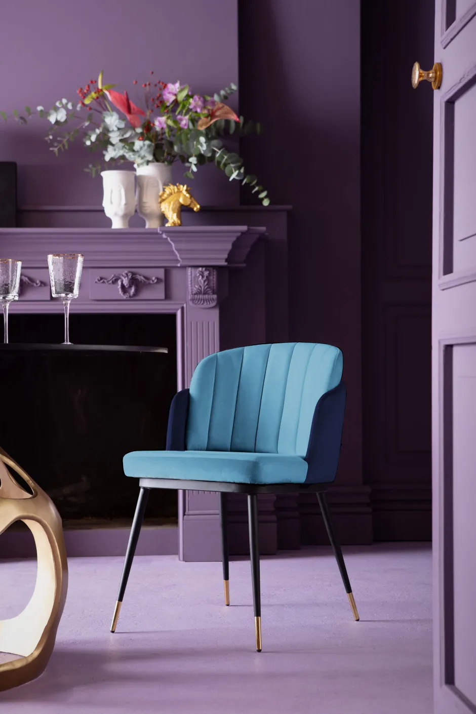 New Eetkamerstoel Hojas Blue Kasten|Stoelen