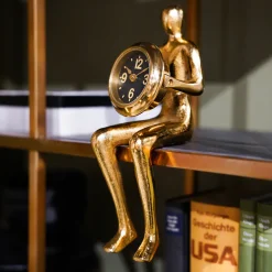 Best Sale Eettafel Clock Sitting Man Gold 8x27cm Woondecoratie|Kasten