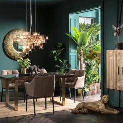 Store Eettafel Conley Messing 160x80cm Kasten|Tafels