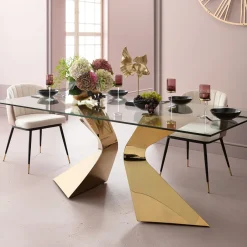 Online Eettafel Gloria Goud 200x100cm Kasten|Tafels