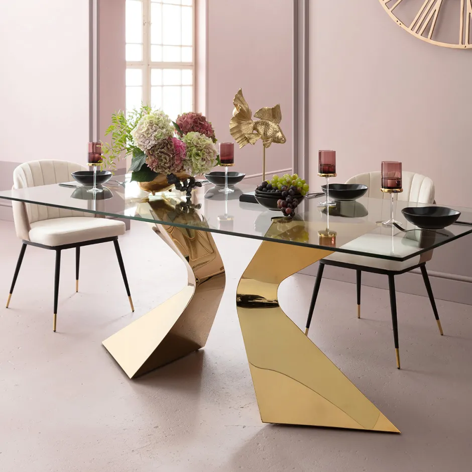 Online Eettafel Gloria Goud 200x100cm Kasten|Tafels