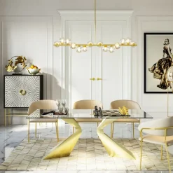 Online Eettafel Gloria Goud 200x100cm Kasten|Tafels