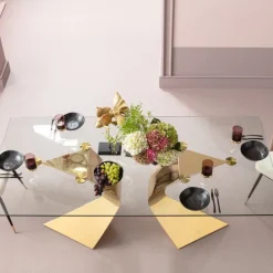 Online Eettafel Gloria Goud 200x100cm Kasten|Tafels