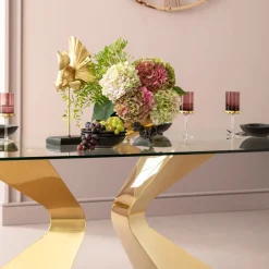 Online Eettafel Gloria Goud 200x100cm Kasten|Tafels