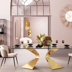Online Eettafel Gloria Goud 200x100cm Kasten|Tafels