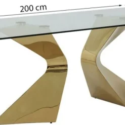 Online Eettafel Gloria Goud 200x100cm Kasten|Tafels