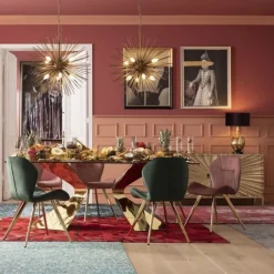 Online Eettafel Gloria Goud 200x100cm Kasten|Tafels