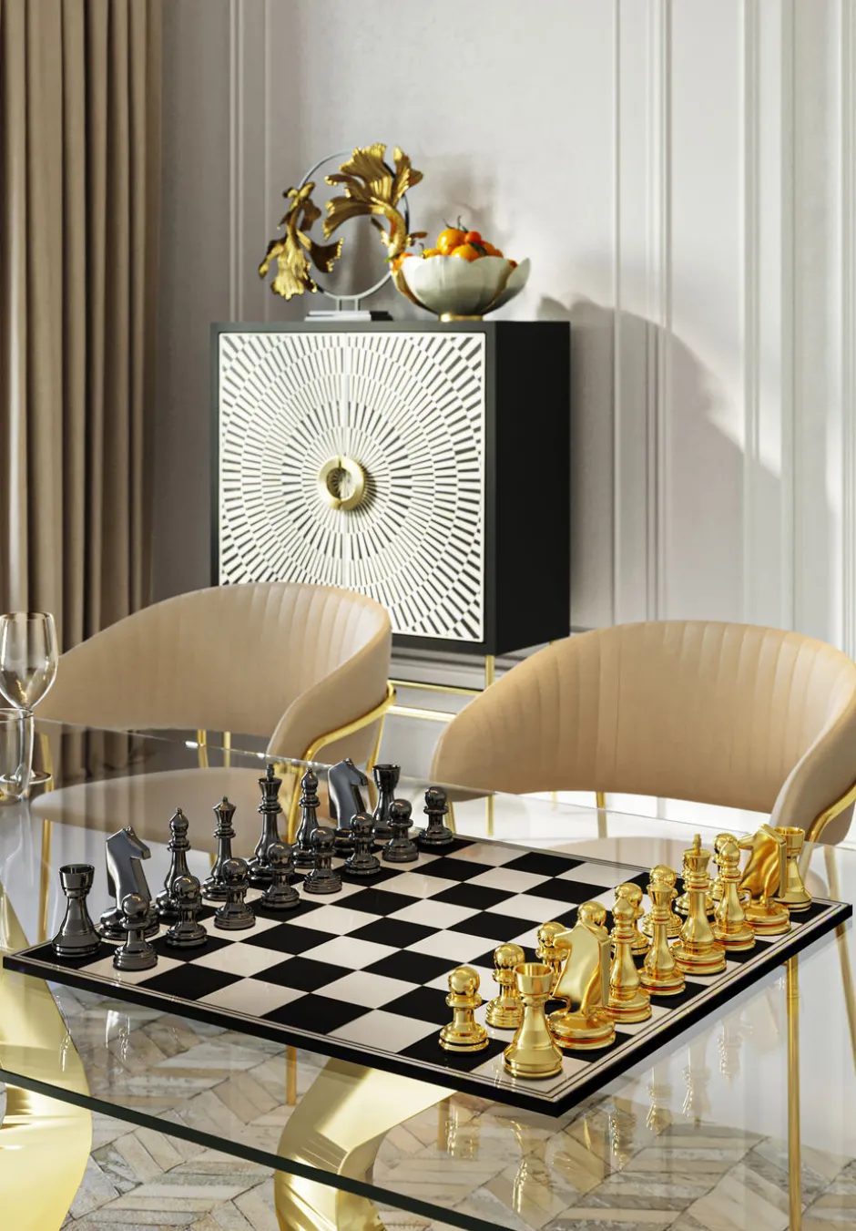 Online Eettafel Gloria Goud 200x100cm Kasten|Tafels