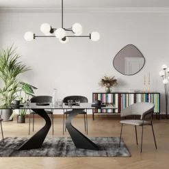 Store Eettafel Gloria Zwart 200x100cm Kasten|Tafels