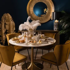 Store Eettafel Invitation Set Wit Messing Ø90cm Kasten|Tafels