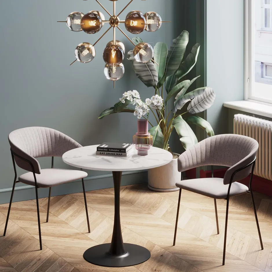 Best Eettafel Schickeria Marble White Black 80cm Kasten|Tafels