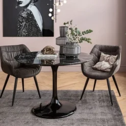 Sale Eettafel Solo Marmer Zwart Ø110cm Kasten|Tafels