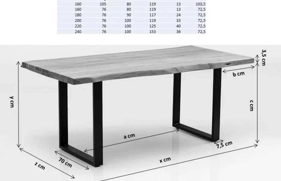 Store Eettafel Symphony Eiken Ruwstaal 200x100cm Kasten|Tafels