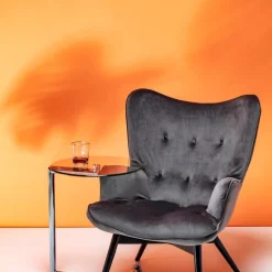 Best Fauteuil Black Vicky Fluweel Grijs Kasten|Fauteuils