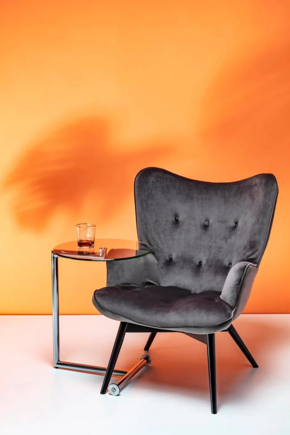 Best Fauteuil Black Vicky Fluweel Grijs Kasten|Fauteuils