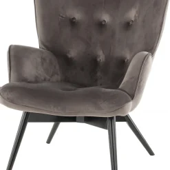 Best Fauteuil Black Vicky Fluweel Grijs Kasten|Fauteuils