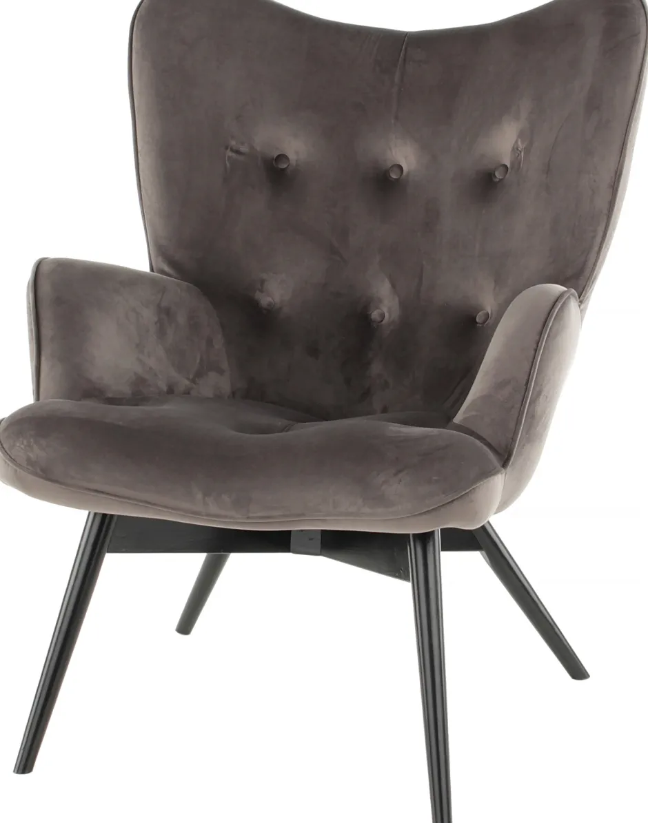 Best Fauteuil Black Vicky Fluweel Grijs Kasten|Fauteuils