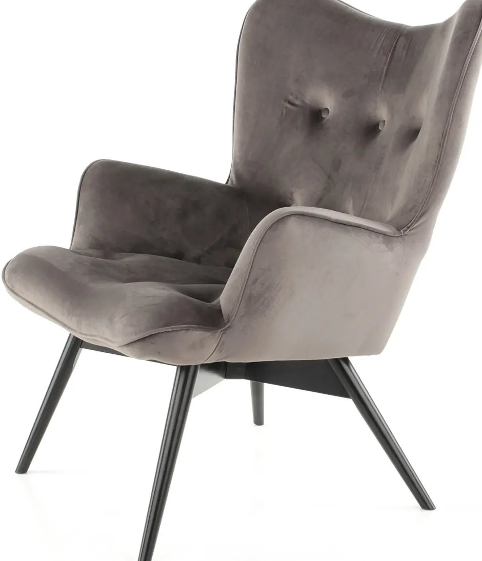 Best Fauteuil Black Vicky Fluweel Grijs Kasten|Fauteuils