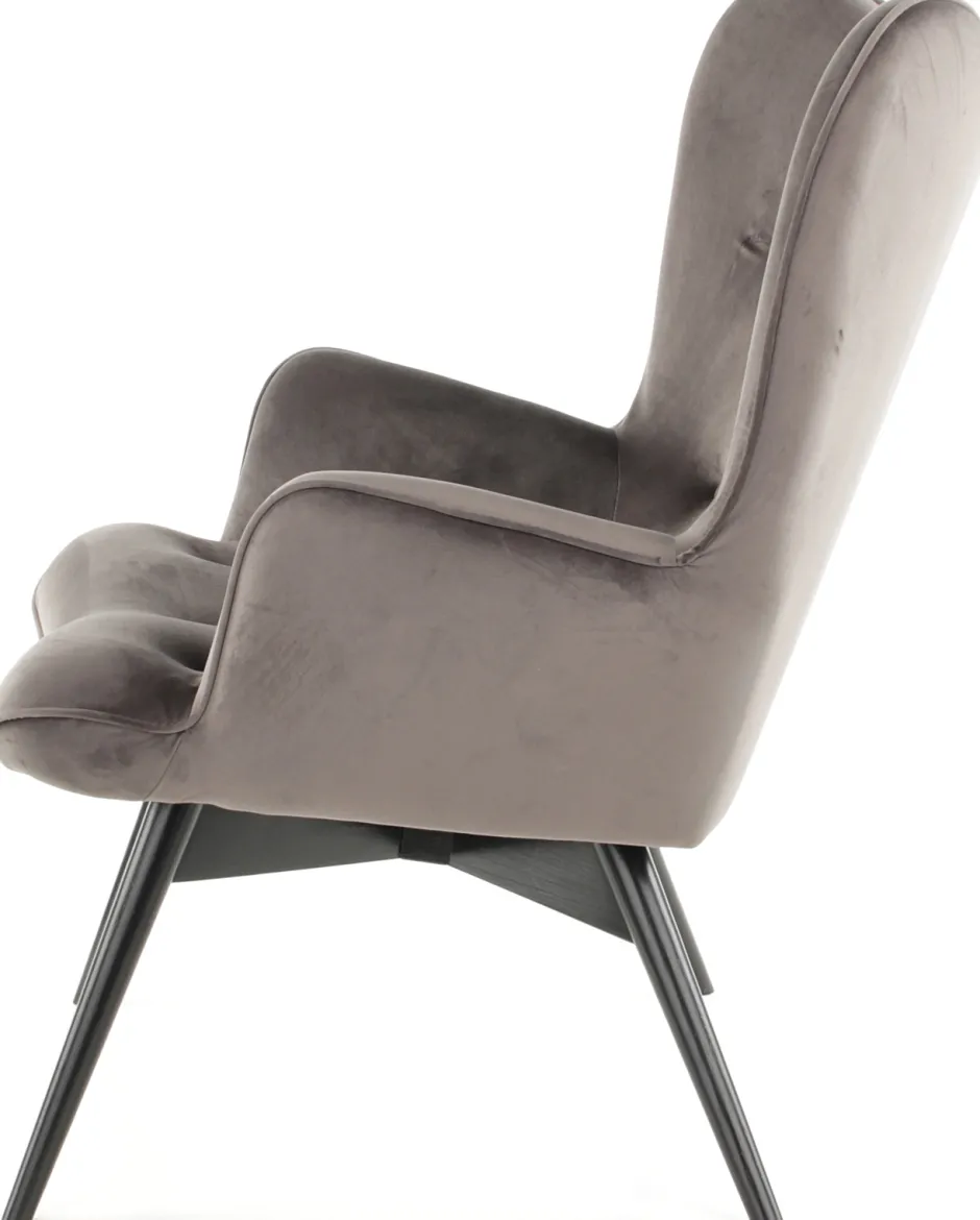 Best Fauteuil Black Vicky Fluweel Grijs Kasten|Fauteuils