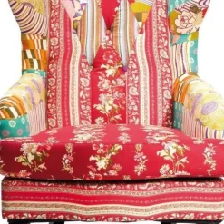 New Fauteuil Patchwork Rood Kasten|Fauteuils