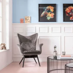 Hot Fauteuil Tudor Fluweel Zilvergrijs Kasten|Fauteuils