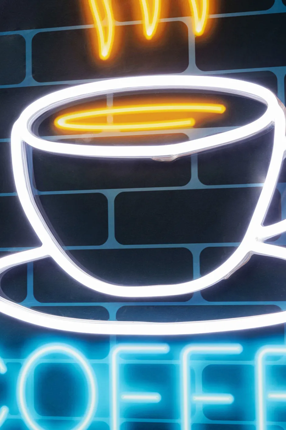 Online Glas Schilderij Coffee LED 80x80cm Wanddecoratie|Kasten