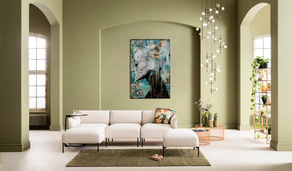 Outlet Glas Schilderij Lady Flower 100x150cm Wanddecoratie|Kasten