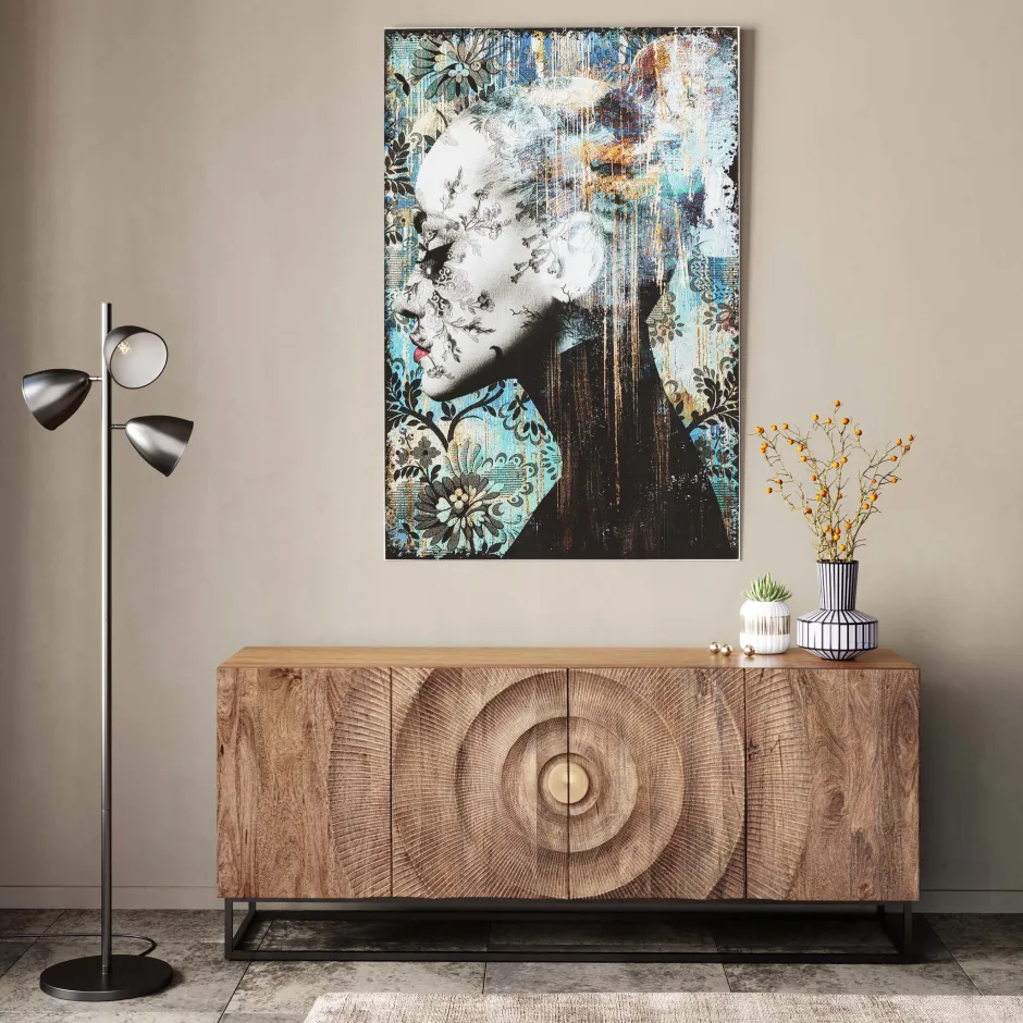 Outlet Glas Schilderij Lady Flower 100x150cm Wanddecoratie|Kasten