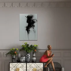 Fashion Glas Schilderij Smokey Face 100x150cm Wanddecoratie|Kasten
