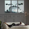 Clearance Glasschilderij Drieluik Oldtimer Zwart 240x160cm Wanddecoratie|Kasten