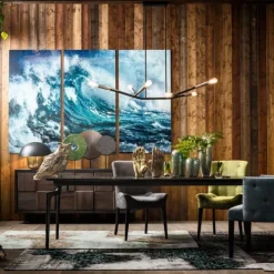 Best Glasschilderij Drieluik Wave 240x160cm (Set Van 3) Kasten|Tuinmeubelen