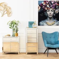 Best Glasschilderij Flower Art Lady 120x120cm Wanddecoratie