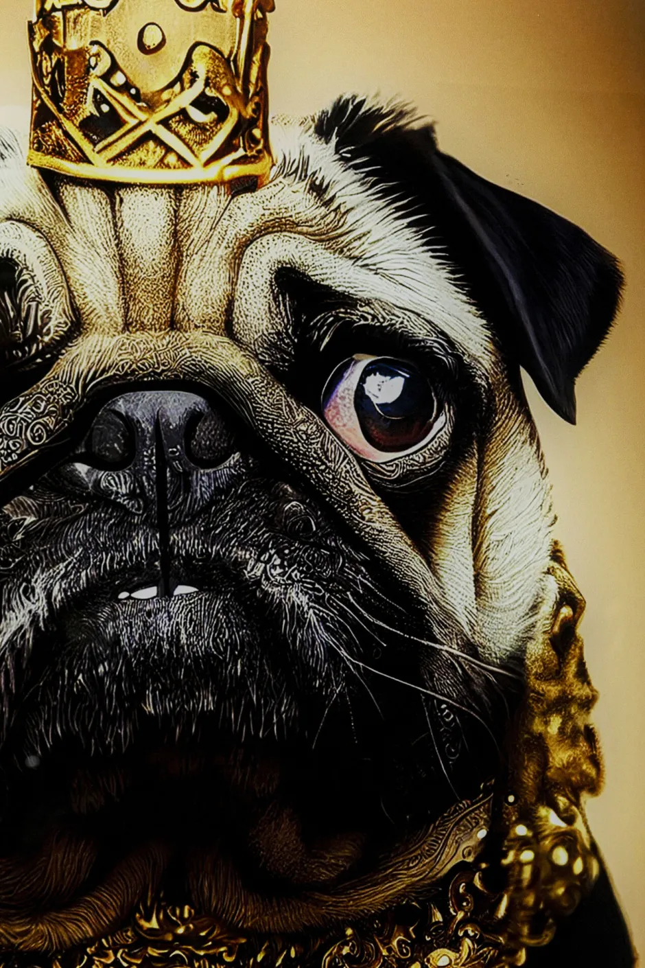 Outlet Glasschilderij Prince Pug 40x60cm Tuinmeubelen