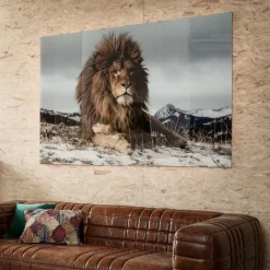 Hot Glasschilderij Proud Lion 180x120cm Wanddecoratie|Kasten