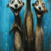 Outlet Glasschilderij Singing Meerkats 60x80cm Wanddecoratie|Kasten