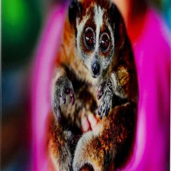 Best Glasschilderij Slow Loris 80x120cm Wanddecoratie|Kasten