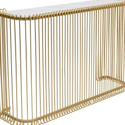 Store Haltafel Wire Glass Marble Gold 142x89cm Lage Kasten & Dressoirs