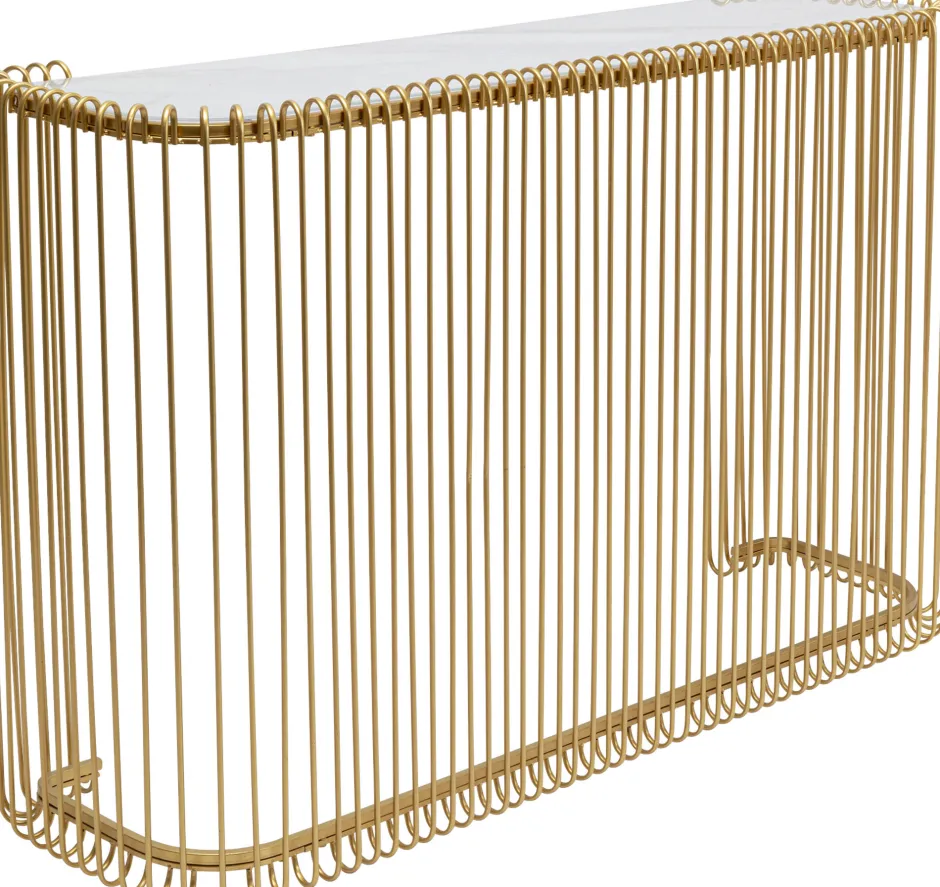 Store Haltafel Wire Glass Marble Gold 142x89cm Lage Kasten & Dressoirs