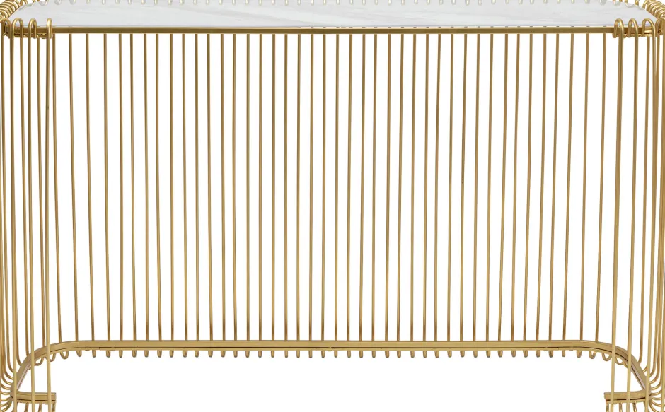 Store Haltafel Wire Glass Marble Gold 142x89cm Lage Kasten & Dressoirs