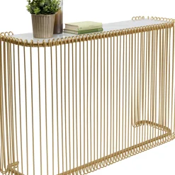 Store Haltafel Wire Glass Marble Gold 142x89cm Lage Kasten & Dressoirs