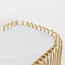 Store Haltafel Wire Glass Marble Gold 142x89cm Lage Kasten & Dressoirs